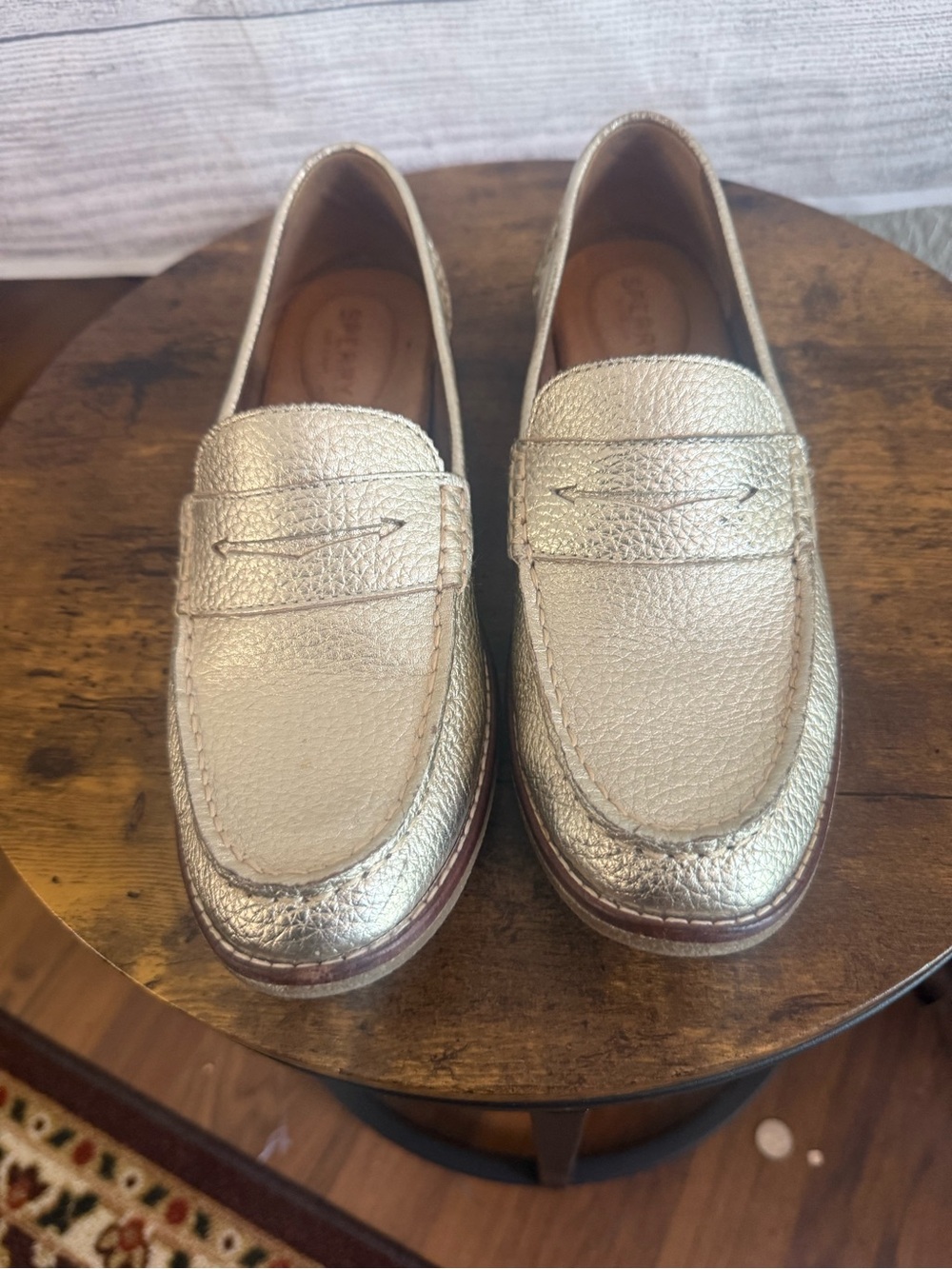 Sperry Metallic Gold Penny Loafers
